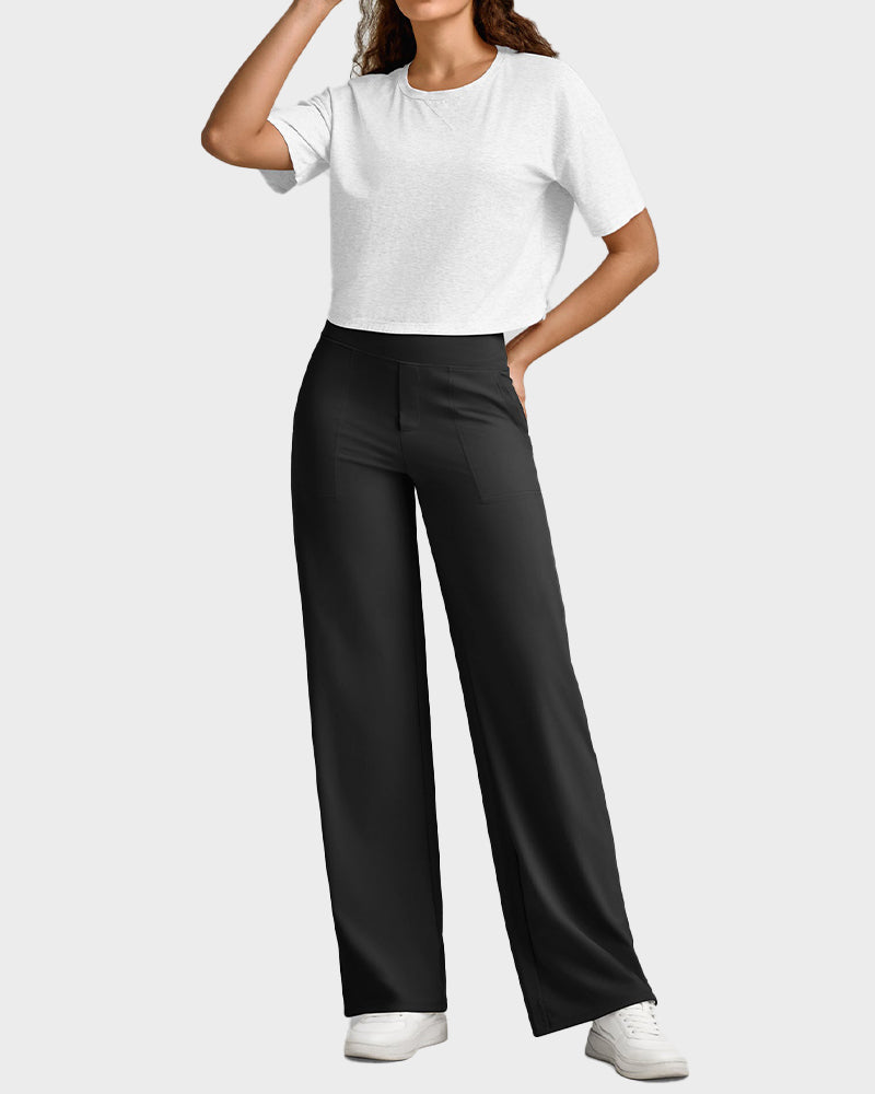 Loose High-Waist Business Casual Pants Yoga Pants Women Wide Leg Pants with Pockets Comfortable Athletic Sweatpants Outdoorfun