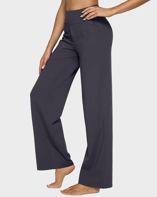 Loose High-Waist Business Casual Pants Yoga Pants Women Wide Leg Pants with Pockets Comfortable Athletic Sweatpants Outdoorfun