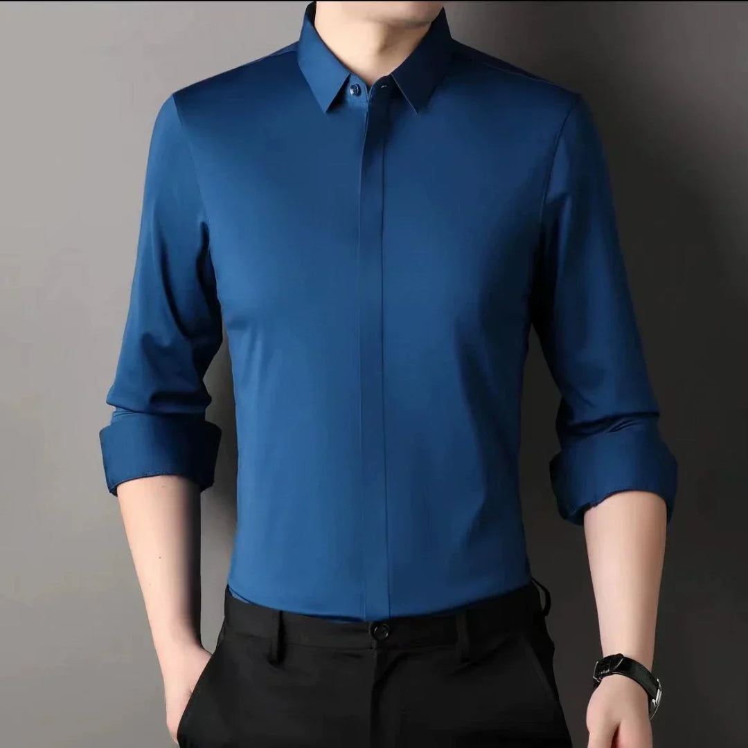 Camisa con botones sin arrugas para hombres
