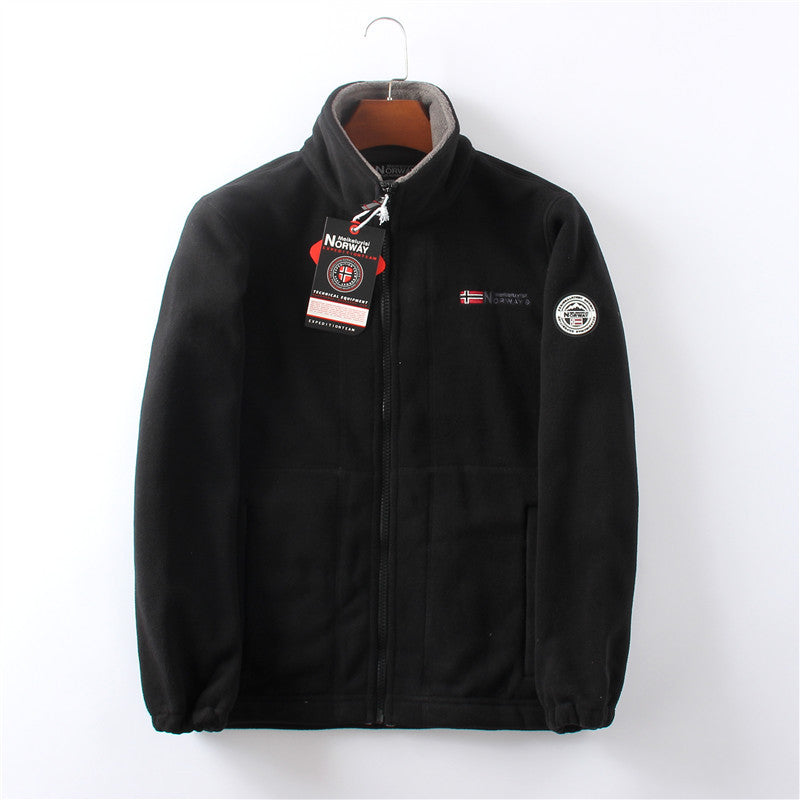 Dubbelskikts fleece huvajacka