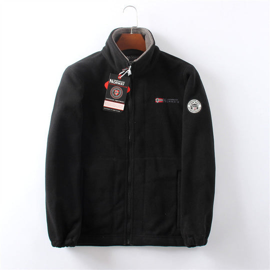 Dubbelskikts fleece huvajacka
