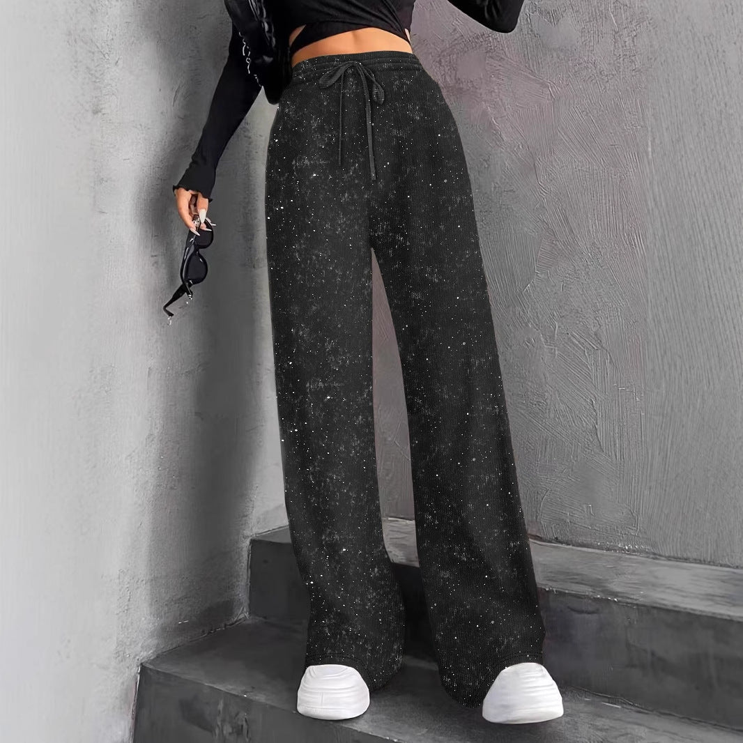 🎄Christmas Sale 50% OFF🔥Women's Sequin Sparkle Wide Leg Pants with Elastic Waistband