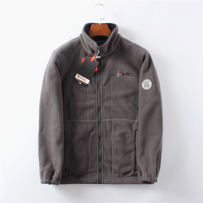 Dubbelskikts fleece huvajacka