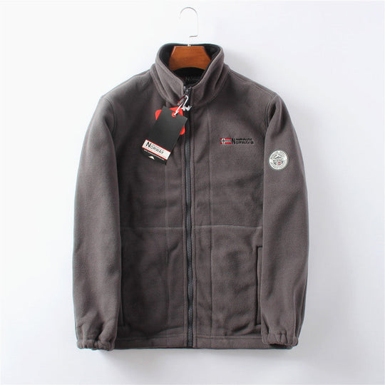 Dubbelskikts fleece huvajacka