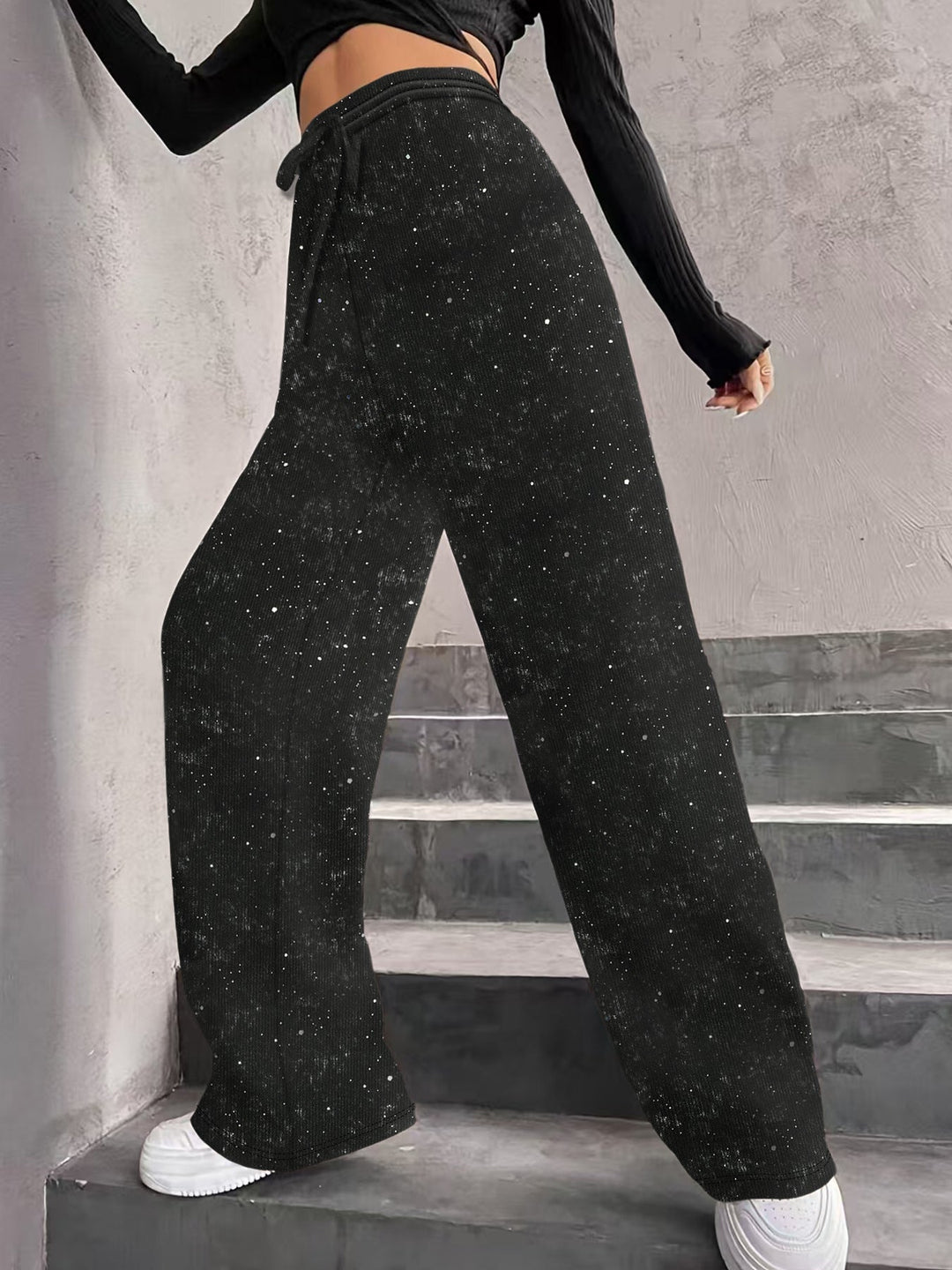 🎄Christmas Sale 50% OFF🔥Women's Sequin Sparkle Wide Leg Pants with Elastic Waistband