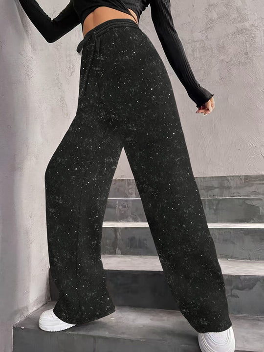 🎄Christmas Sale 50% OFF🔥Women's Sequin Sparkle Wide Leg Pants with Elastic Waistband