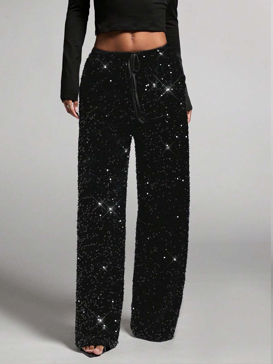 🎄Christmas Sale 50% OFF🔥Women's Sequin Sparkle Wide Leg Pants with Elastic Waistband