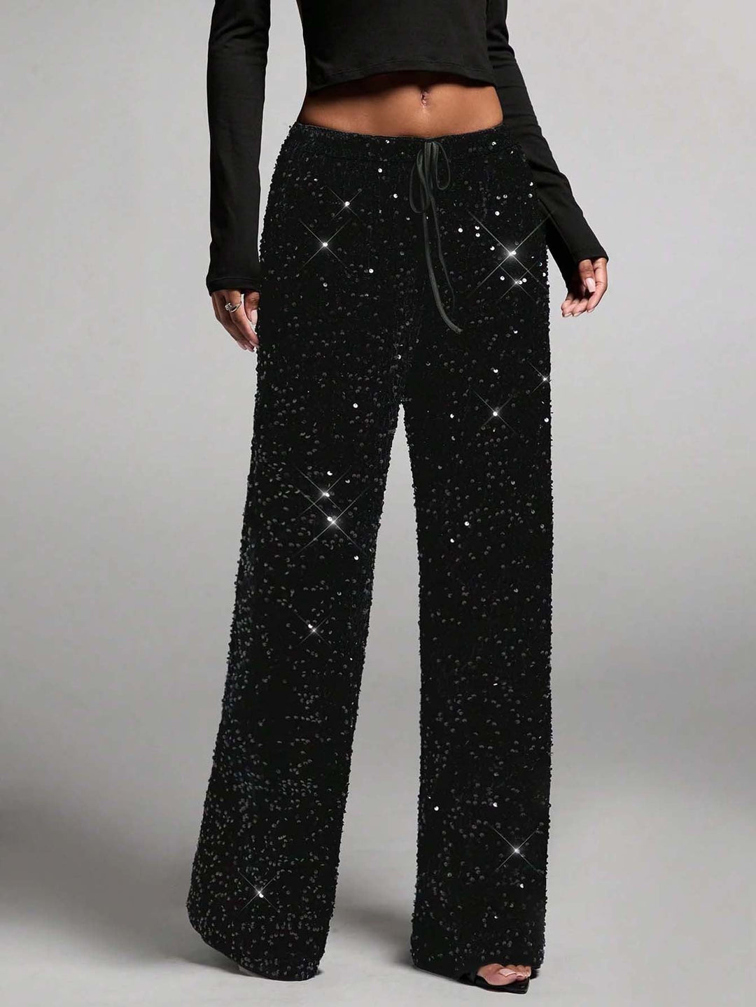 🎄Christmas Sale 50% OFF🔥Women's Sequin Sparkle Wide Leg Pants with Elastic Waistband