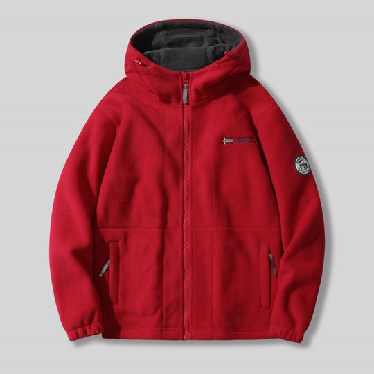 Dubbelskikts fleece huvajacka