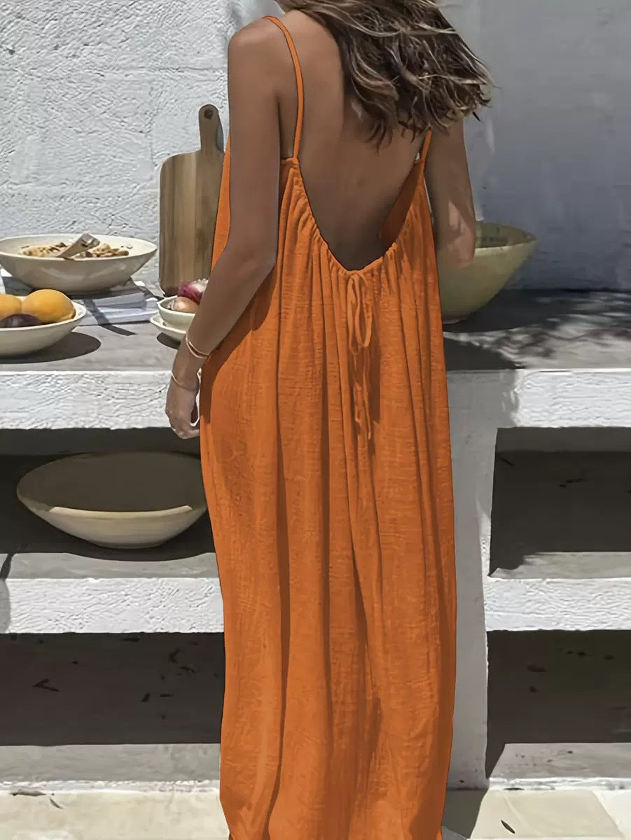 💃LAATSTE DAG UITVERKOOP 50% KORTING!!✨Damesjurk in effen kleur, elegante mouwloze lange jurk voor de zomer, damesnachtkleding voor binnenshuis.💕