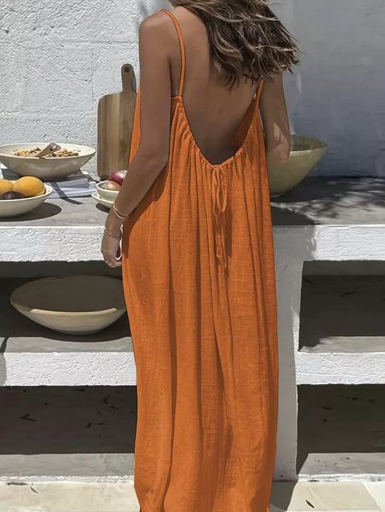 💃LAATSTE DAG UITVERKOOP 50% KORTING!!✨Damesjurk in effen kleur, elegante mouwloze lange jurk voor de zomer, damesnachtkleding voor binnenshuis.💕