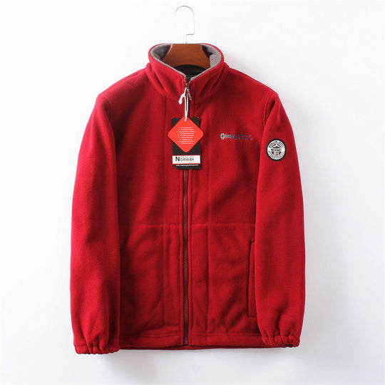 Dubbelskikts fleece huvajacka