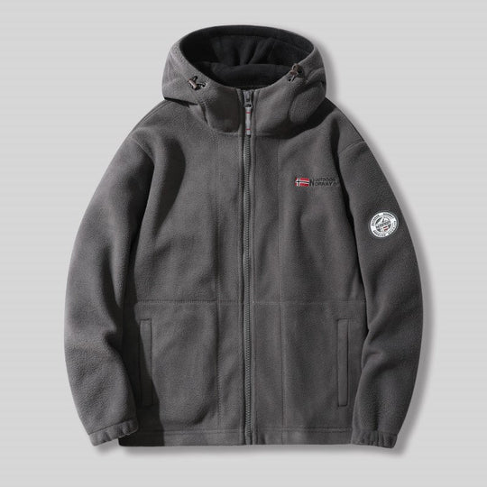 Dubbelskikts fleece huvajacka