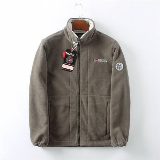 Dubbelskikts fleece huvajacka