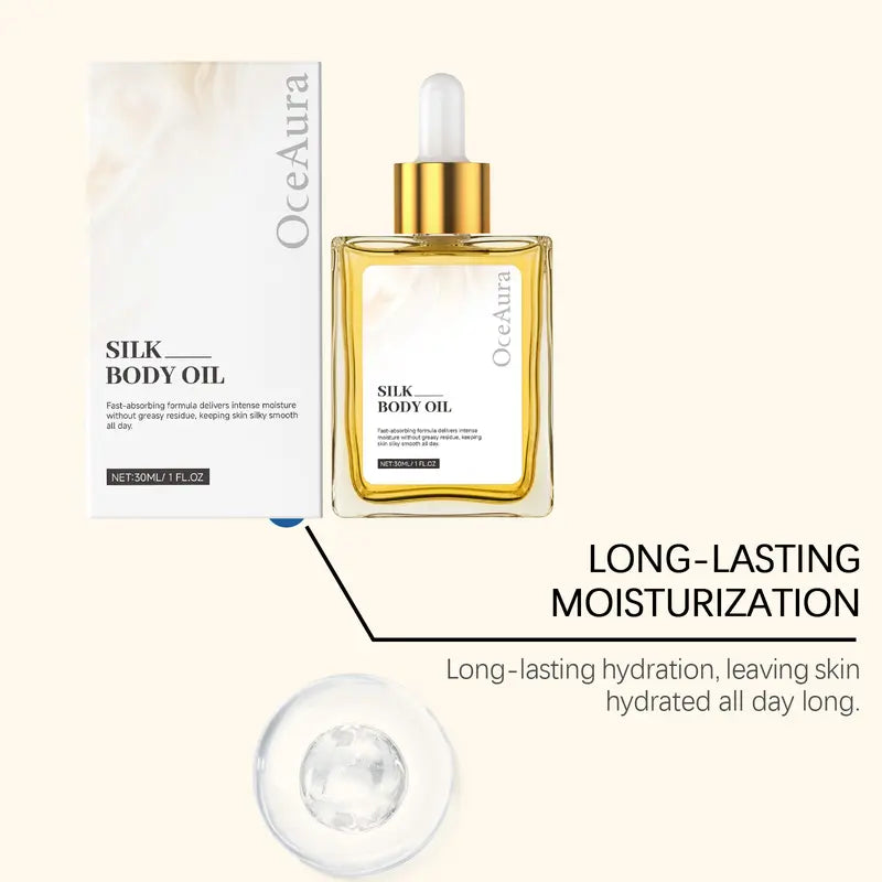 Oceaura Silk Soft olje za telo 30 ml, globinsko vlažilno & Dolgotrajna hidratacija, nemastna formula, negovalna nega kože, bistvena sestavina