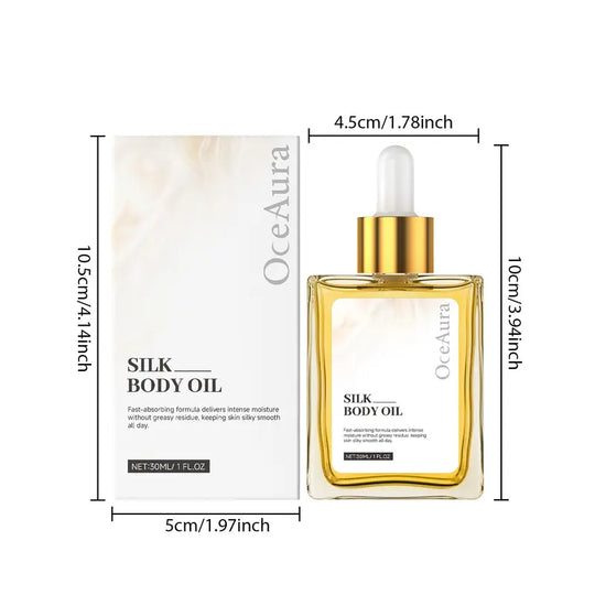 Oceaura Silk Soft olje za telo 30 ml, globinsko vlažilno & Dolgotrajna hidratacija, nemastna formula, negovalna nega kože, bistvena sestavina