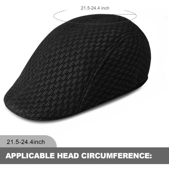 UPF50+ Mesh Flat Cap Men Breathable Duckbill Beret 56-58cm