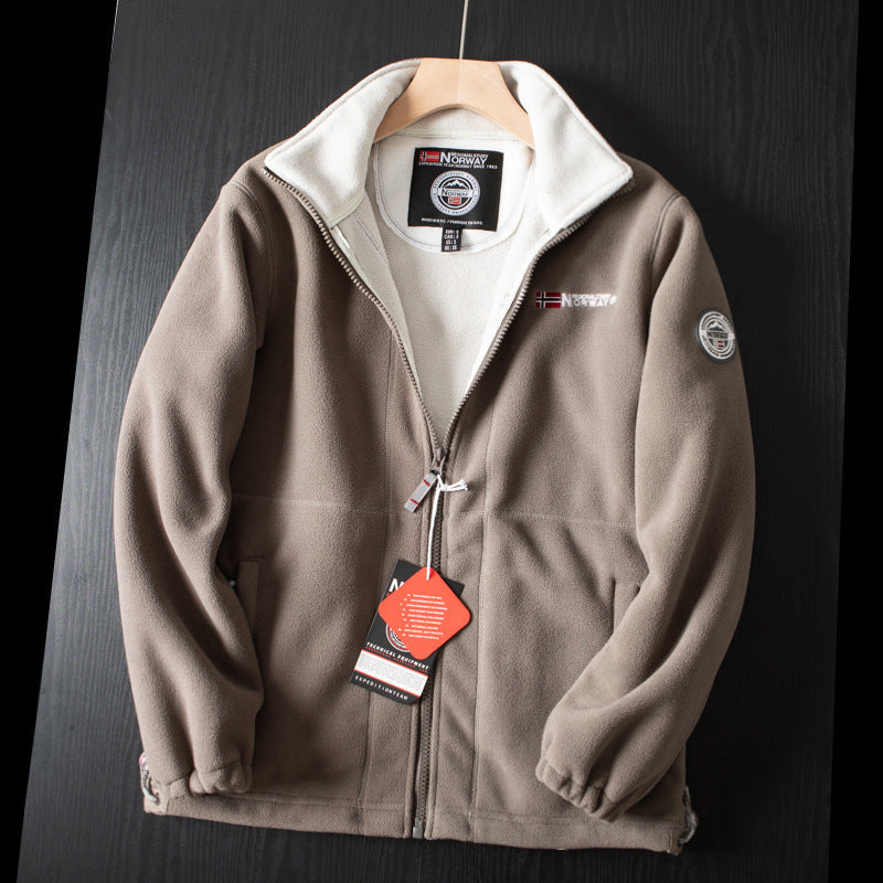Double-Layer Fleece Hooded Jacket