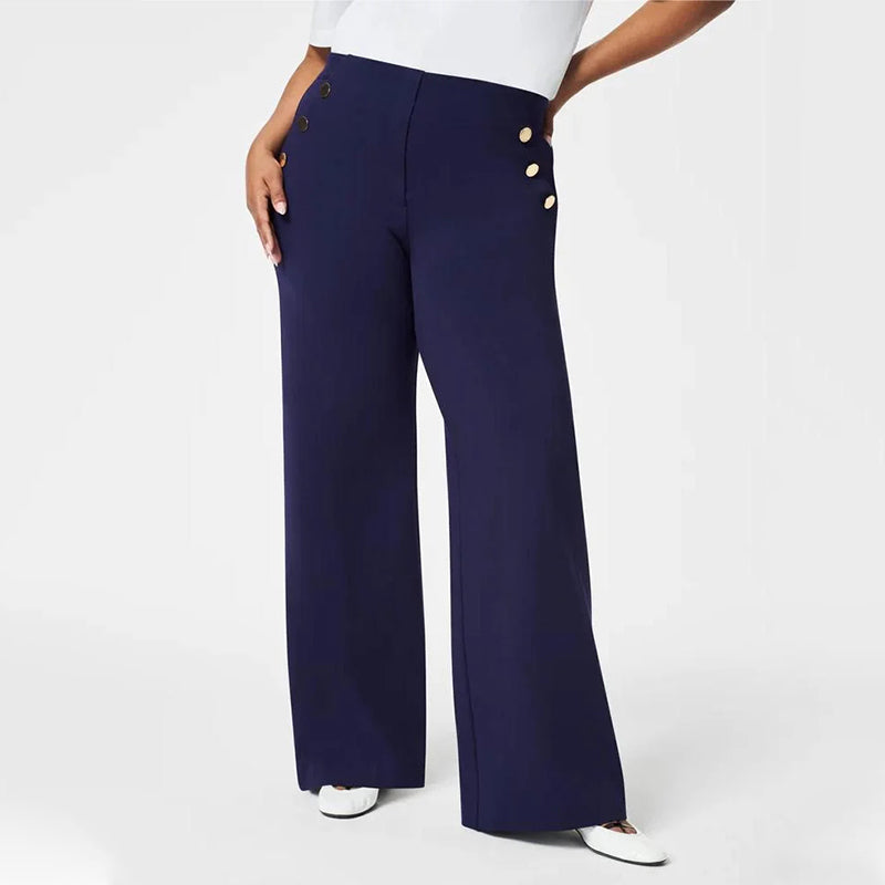 🌸Hochelastische Bauchweg-Hose mit Knopfleiste und weitem Bein