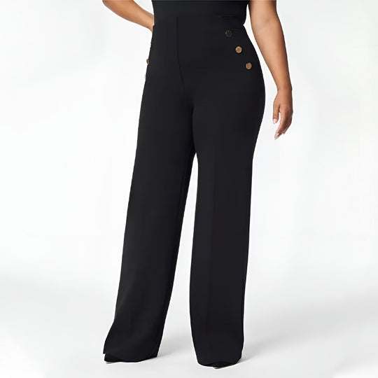 🌸Hochelastische Bauchweg-Hose mit Knopfleiste und weitem Bein