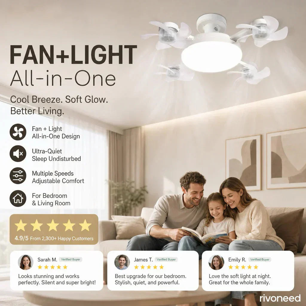 🌀49% OFF NOW! 💡Foldable Socket Ceiling Fan Light with Remote, Energy-Saving Cooling & Lighting for Bedroom & Home