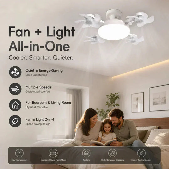 🌀49% OFF NOW! 💡Foldable Socket Ceiling Fan Light with Remote, Energy-Saving Cooling & Lighting for Bedroom & Home