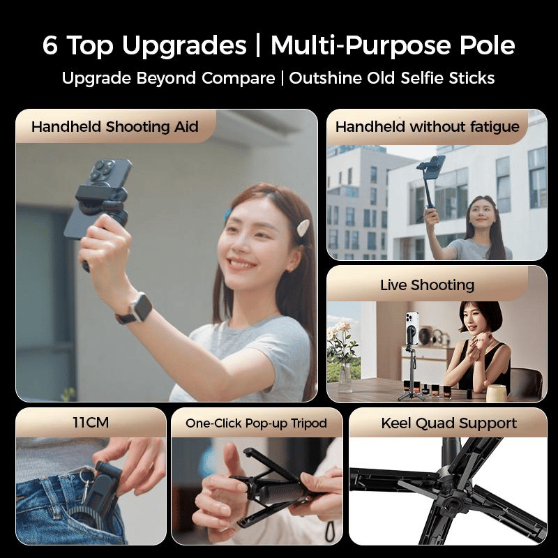 🔥Zomeractie - tot 50% korting🔥4-in-1 multifunctionele 360° roterende magnetische selfiestick