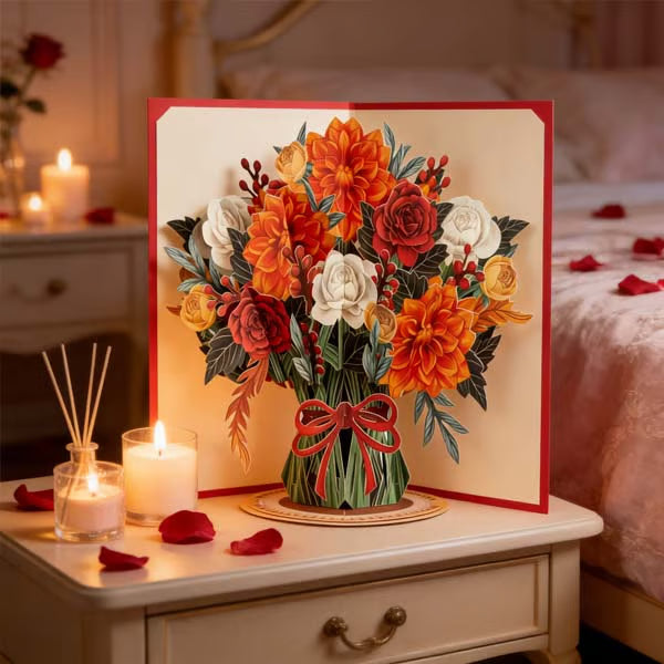 🏆PRODÁNO 35 000+! 🌼💌 Věčně kvetoucí 3D květinová vyskakovací karta – personalizovaný milostný vzkaz &  Věčný květ 🎁