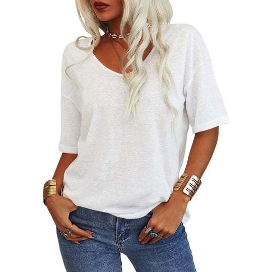 💖✨This Week's Special Price ￡12.99🌸Women's Solid Color V-Neck T-shirt [On Sale & Quick Ship!]