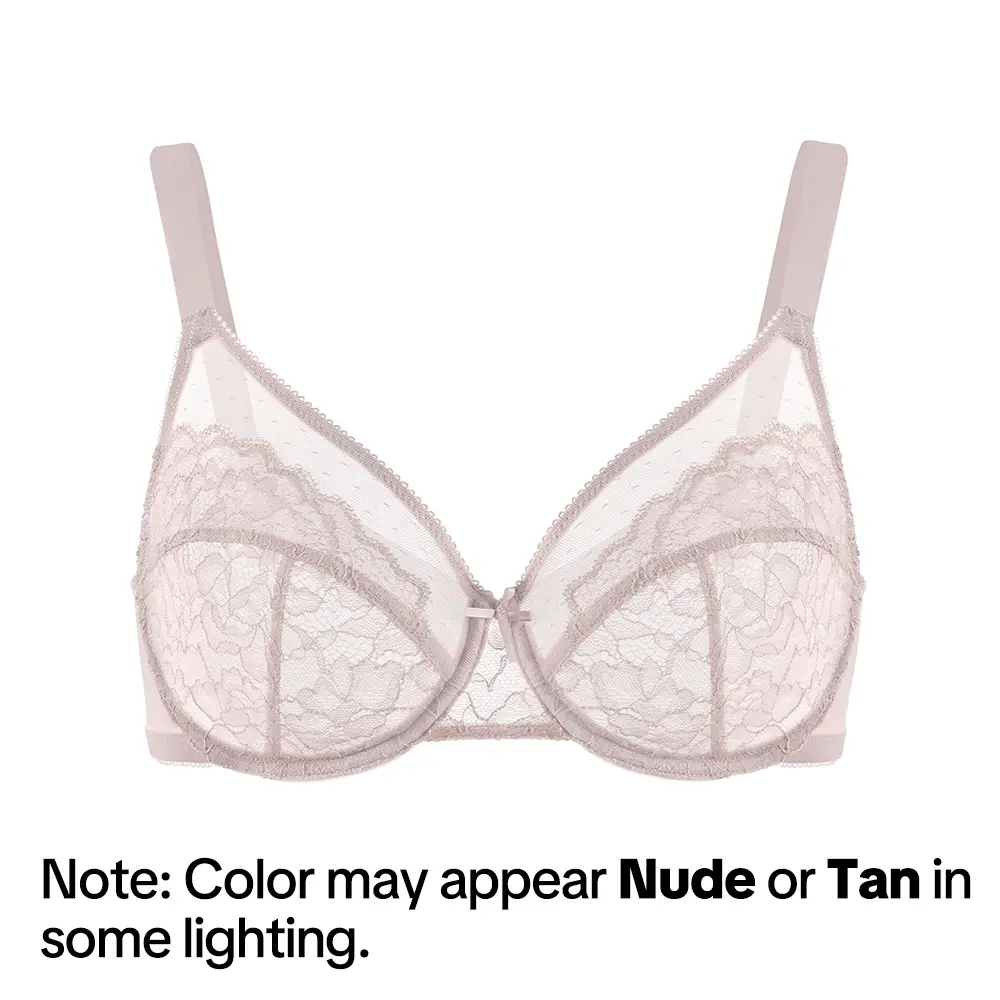 💜Enchante Blomsterblonder Plus Size Bøjle-BH Uforet Upolstret Minimizer Fulddækkende BH Dametøj Komfortabel Åndbar Mesh-Skål