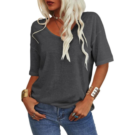 💖✨This Week's Special Price ￡12.99🌸Women's Solid Color V-Neck T-shirt [On Sale & Quick Ship!]
