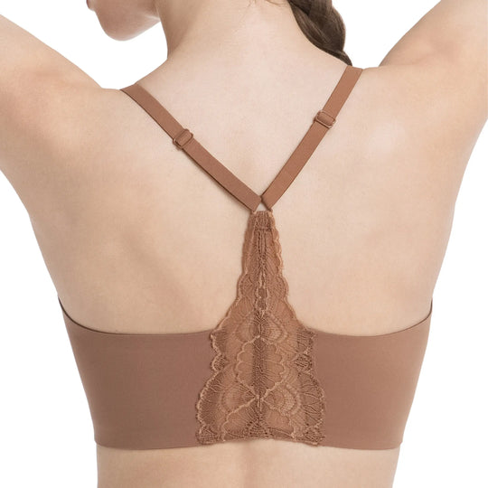 Lusait Lace Jelly Bra Bralettes for Women Pullover Bra Seamless Wireless Deep V Racerback Comfort Padded Everyday Tshirt Bra tiktokshopspringglowup summerwins,summerwins