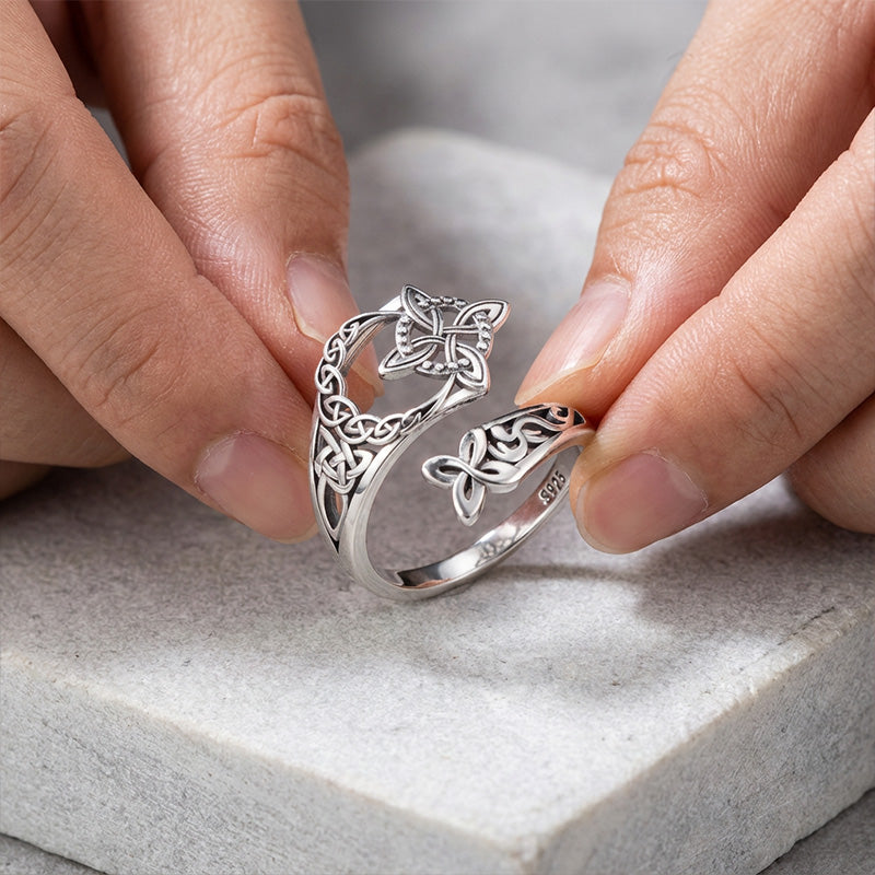 🔥Offener Ring aus keltischem Knoten aus 925er Sterlingsilber
