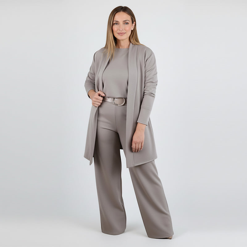 ⏳Offerta speciale a tempo limitato⏰Elegante set da 3 pezzi composto da cardigan lungo, top e pantaloni💞