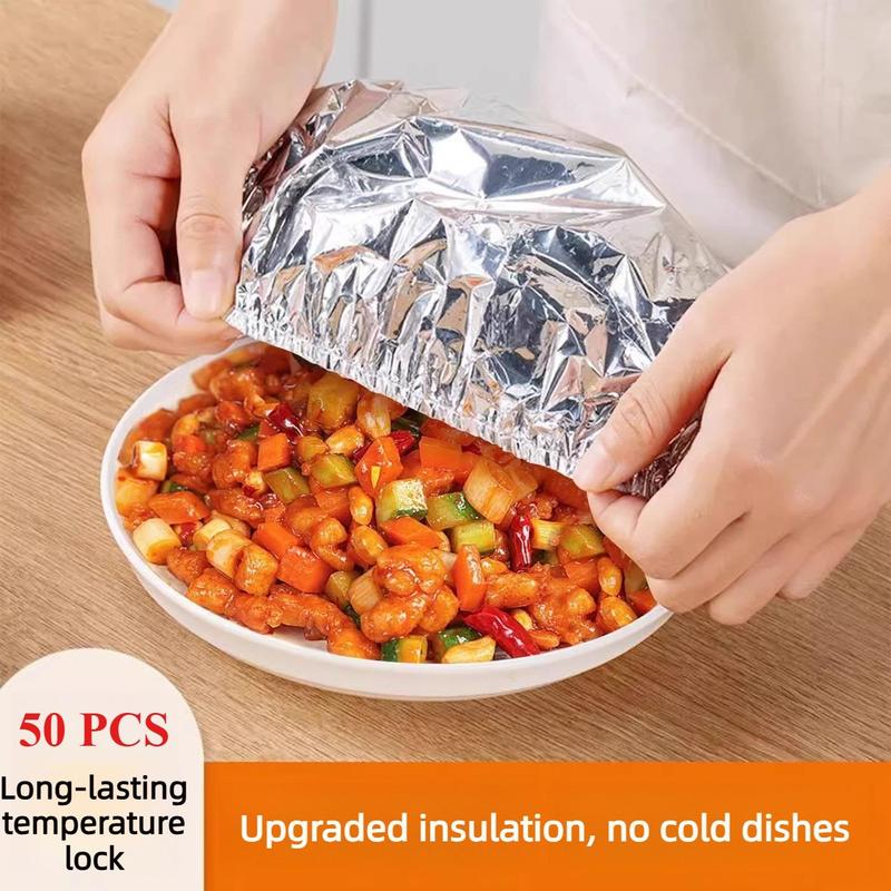 🥡🍲 Aluminum Foil Heat-Retaining Cover – Locks heat for hours, microwave safe. Reusable, eco-friendly. Keep every meal hot! ♻️✨