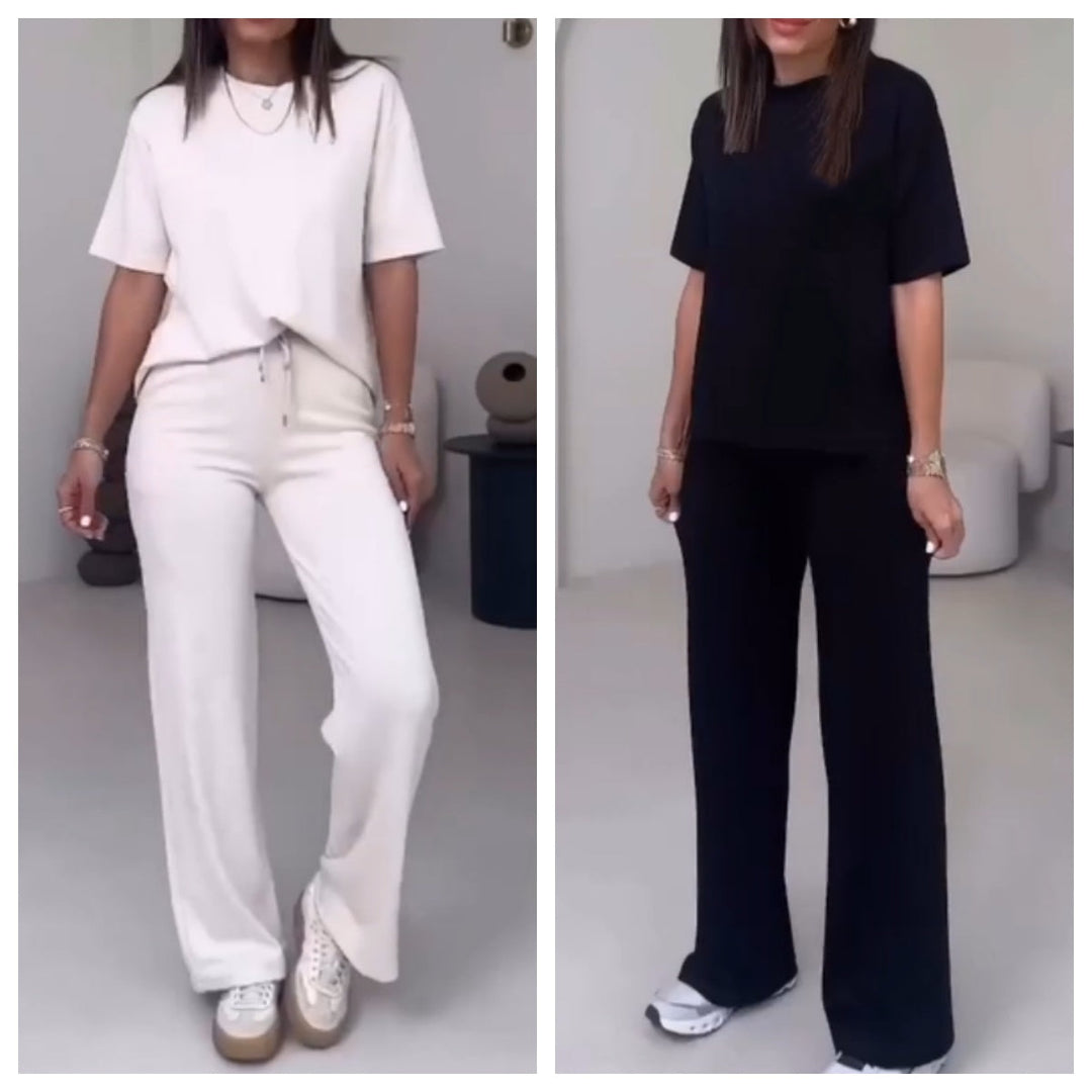 ✨Tendencias actuales ✨Conjunto elegante de dos piezas para mujer: top cómodo y pantalón a juego