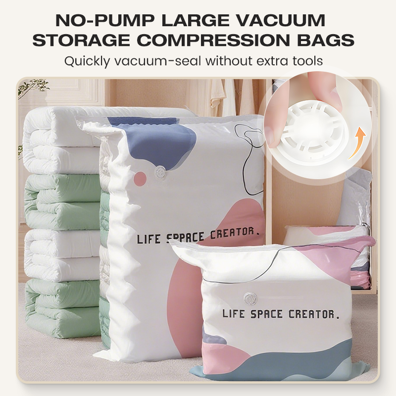 🧳No‑Pump Vacuum Storage Bags – Press & Seal, No Pump Needed. Saves 80% Space, Keeps Clothes Dry & Dust‑Free
