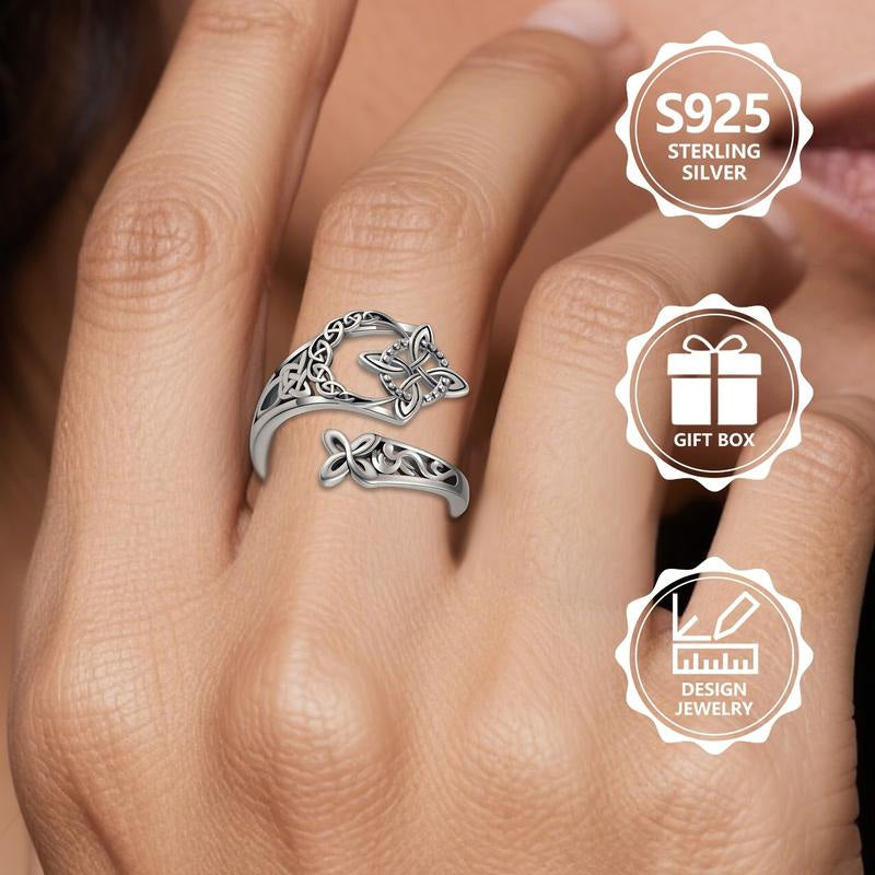 🔥Offener Ring aus keltischem Knoten aus 925er Sterlingsilber