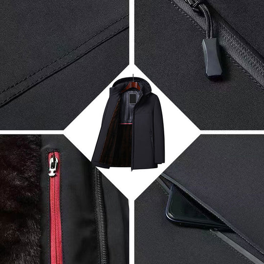 [Lämmin lahja] Miesten lämpöpaksu hupullinen Parka -takki