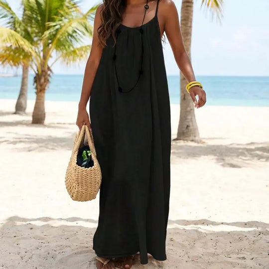 💃LAATSTE DAG UITVERKOOP 50% KORTING!!✨Damesjurk in effen kleur, elegante mouwloze lange jurk voor de zomer, damesnachtkleding voor binnenshuis.💕