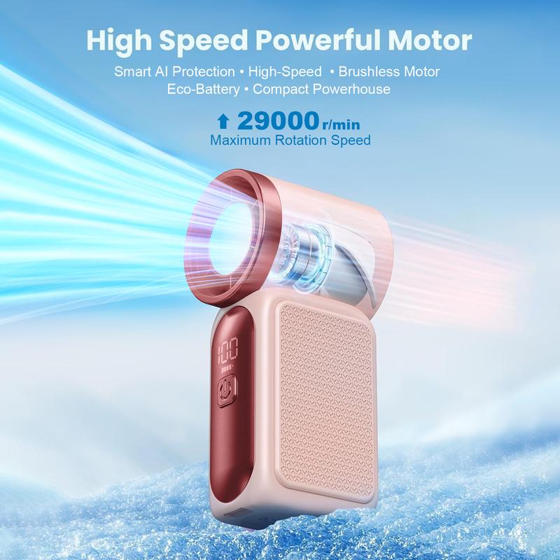❄️ Ventilatore portatile Turbo – 16900 giri/minuto, 6 velocità, display a LED