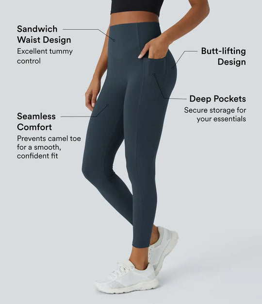 Halara UltraSculpt Højtaljede Scrunch Butt Lifting Mave Control Pocket Shaping Training Leggings