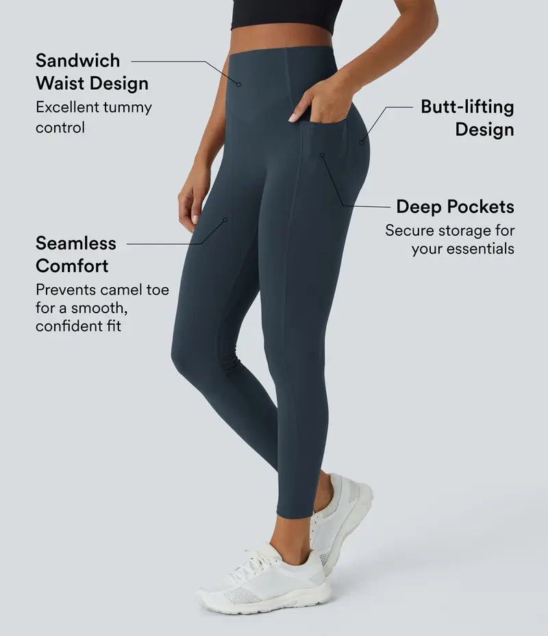 Halara UltraSculpt Højtaljede Scrunch Butt Lifting Mave Control Pocket Shaping Training Leggings