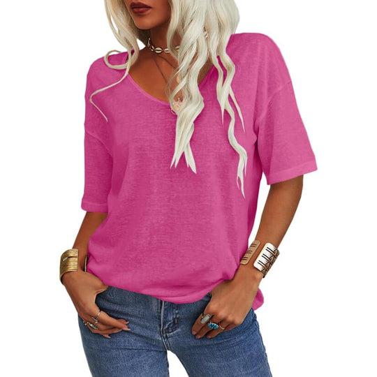 💖✨This Week's Special Price ￡12.99🌸Women's Solid Color V-Neck T-shirt [On Sale & Quick Ship!]