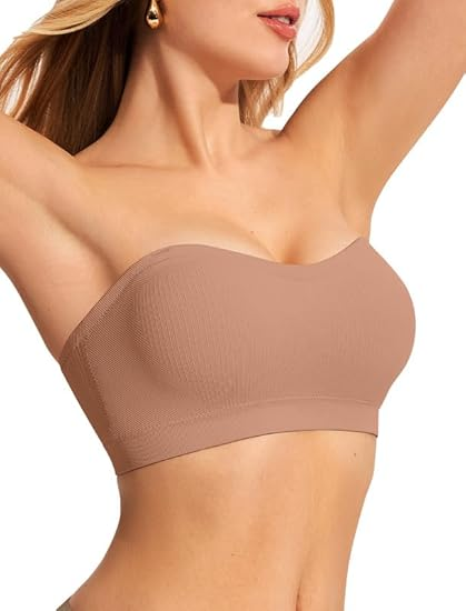 ProKloud Reggiseni push up senza spalline da donna Reggiseno a fascia senza fili Bralette convertibile imbottita con parte superiore in silicone antiscivolo