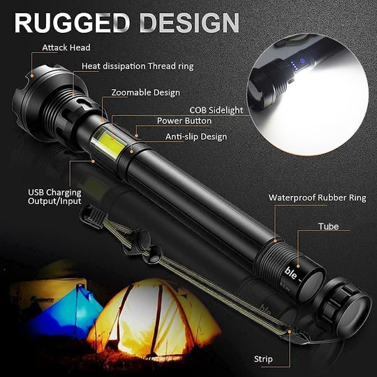 LED Rechargeable Tactical Laser Flashlight 160000 High Lumens
