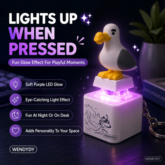 Seagull MINE! Button Keychain-Real Sound & LED Light, Funny Interactive Gift for Friends & Family summerwins