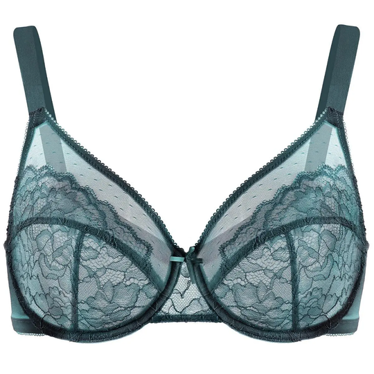 💞Enchante Floral Lace Plus Size Underwire Unlined Unpadded Minimizer Full Coverage Bra Women's Wear Comfortable Breathable Mesh Cup