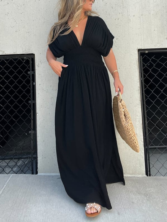 💖2025 Limited Sale 50% OFF💗New Slit v-neck effortless maxi long dress