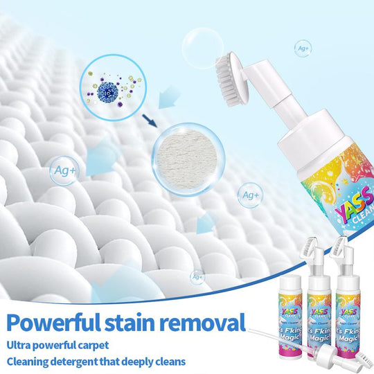⏳LAST DAY BUY 2 GET 1 FREE!!💖Yass Clean Magic Foam Cleaner for Carpets & Upholstery – Pet Stain & Odour Remover with Cleaning Brush🧼🪄
